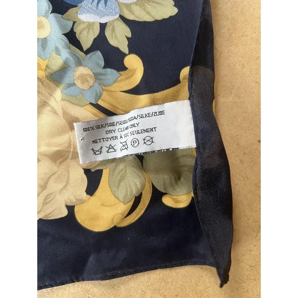 Liz Claiborne Kerchief Unisex One Size Multicolor 100% Silk Square Scarf Floral